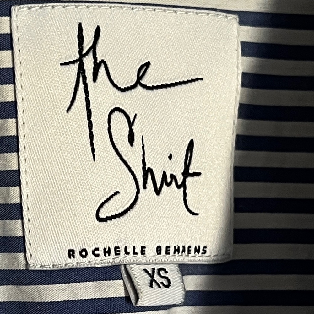 Blue and White Striped Button-Up Shirt Size XS - Picture 8 of 9